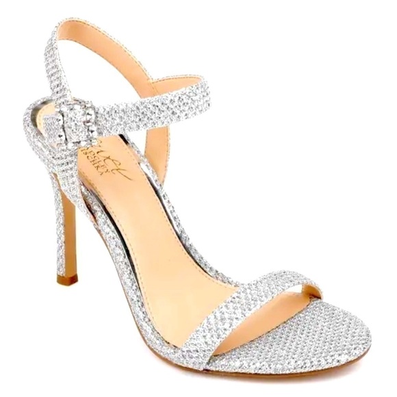Jewel Badgley Mischka Arlina Glitter Sandal - silver - size 6 - Picture 1 of 14